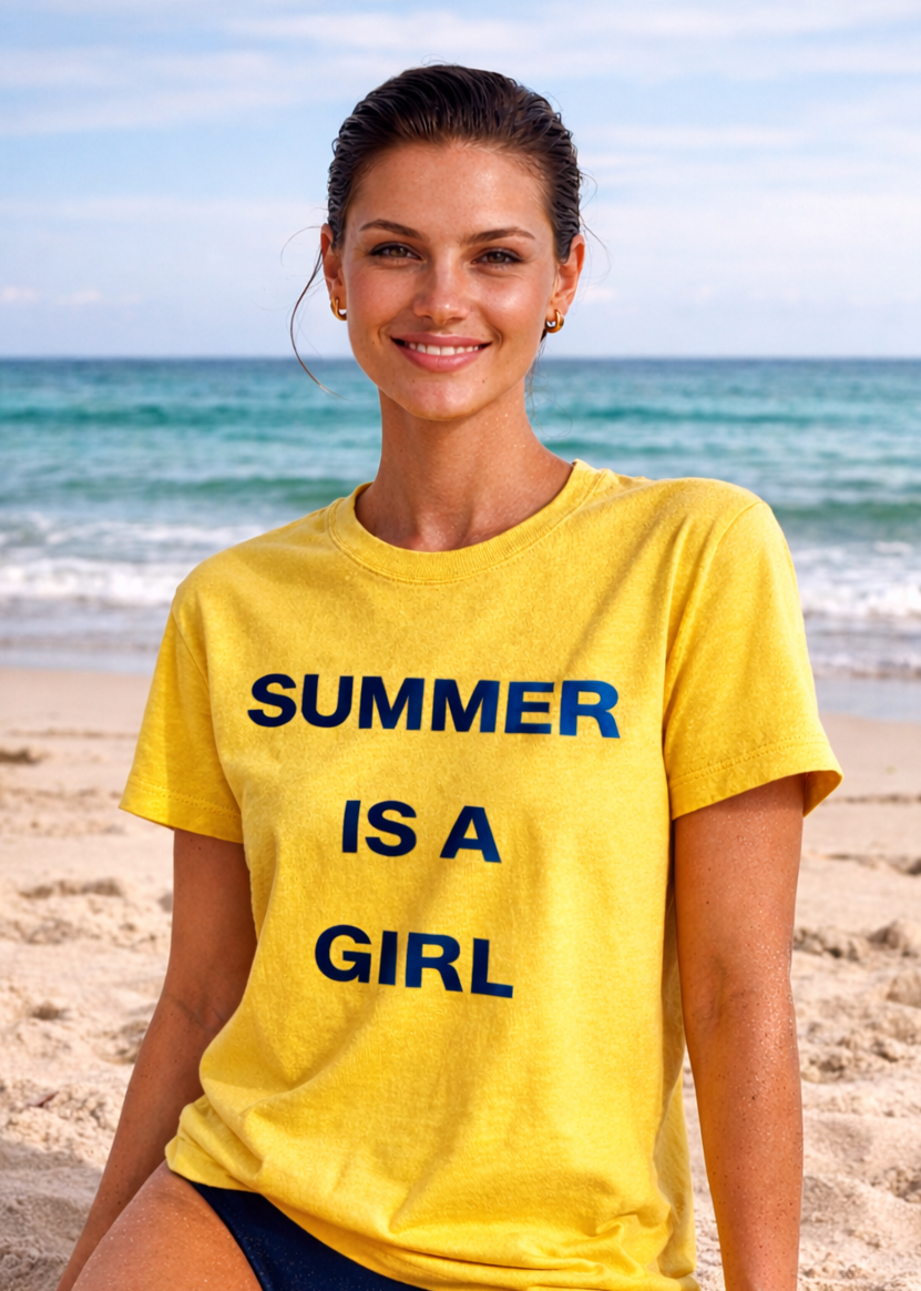 T-shirt jaune femme SUMMER IS A GIRL | T-shirt été tendance
